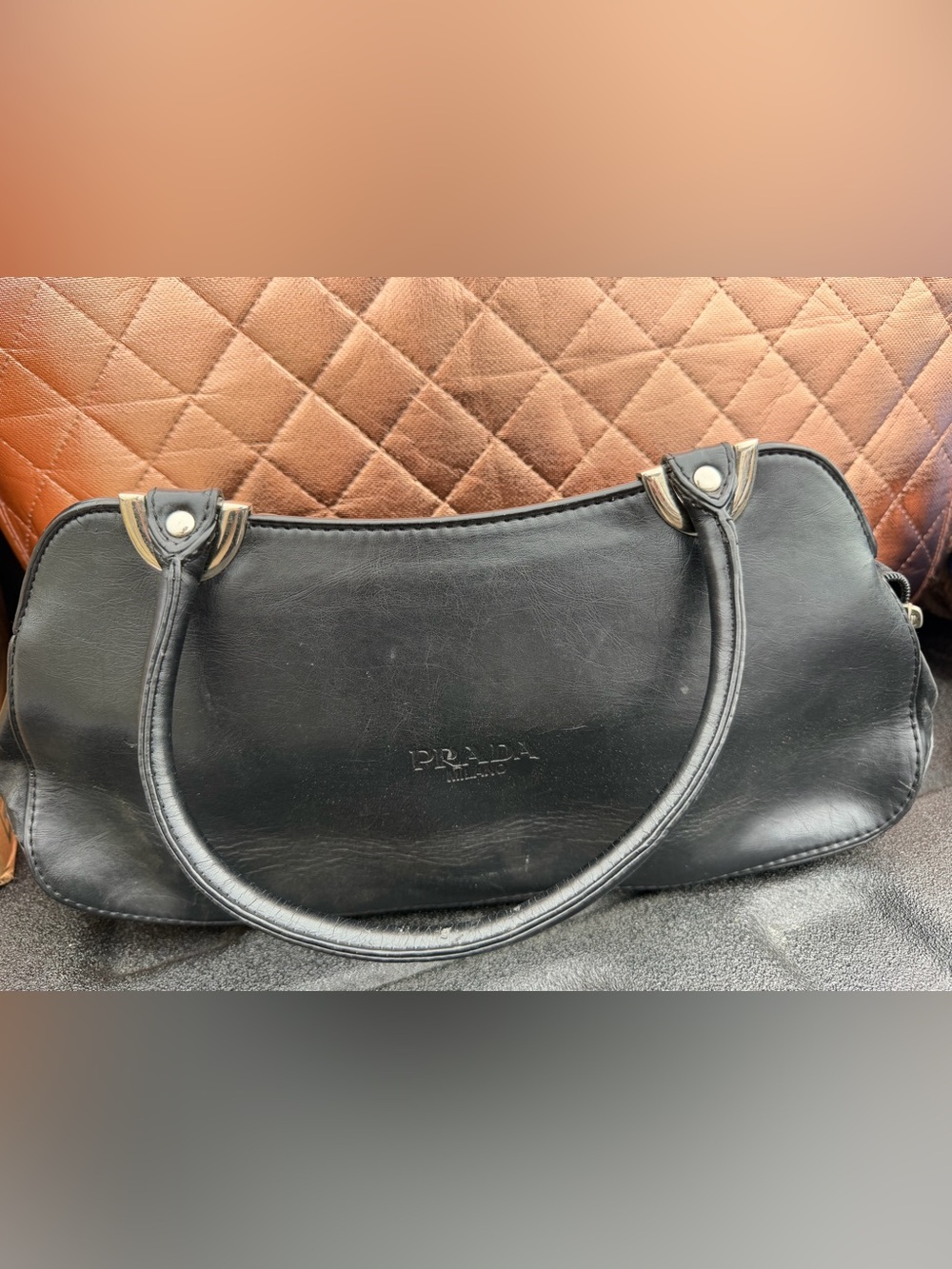 black faux leather bag